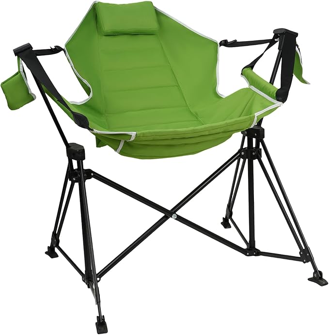 Hammock Camping Chair Folding 350lbs Foldable Portable Rocking Chairs for Adults Outside Swinging Camp with Stand Lawn Garden Hanging Outdoor