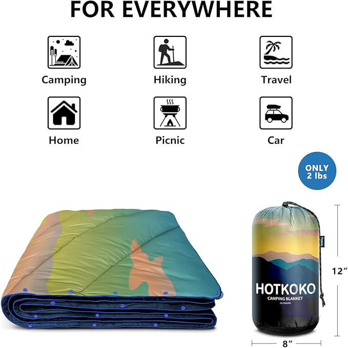 Camping Blanket,Lightweight Puffy Printed Camping Blanket Packable Outdoor Blanket for Camping,Traveling, Stadium, Hiking, Picnics
