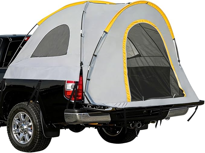 Truck Bed Tent with Awning Pickup Truck Tent for 5–8.2 ft Bed Waterproof PU3000 Oxford Camping Tent Portable Truck Camper for Chevy Silverado 1500 F150 Ram 1500