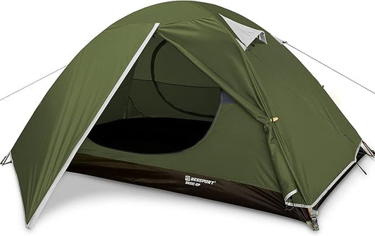 Bessport Camping Tent 1/2 Person Tent Waterproof Two Doors Backpacking Tent Easy Setup Lightweight for Outdoor, Hiking Mountaineering Travel