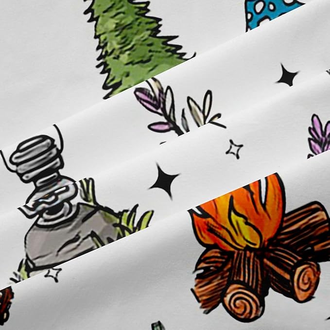 Feelyou Camping Camper Decor Curtains for Bedroom Living Room Campfire Music Guitar Blackout Darkening Drapes Happy Camping Window Treatments, 2 Panels 52 x 63 Inch Room Decor