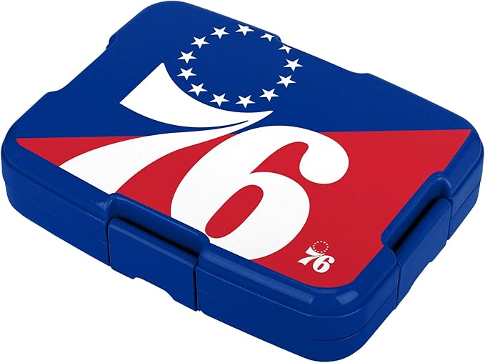 FOCO NBA Unisex-Adult Officially Licensed 2-Tone Big Logo Team Color Basketball Leak Proof 5 Compartment Bento Lunch Box - Philadelphia 76ers