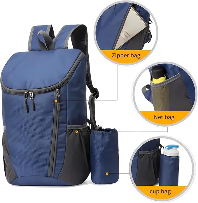 Portable Foldable Backpack Folding Mountaineering Bag, Ultralight Outdoor Cycling Rucksack, Travel Hiking Knapsack (Purple)