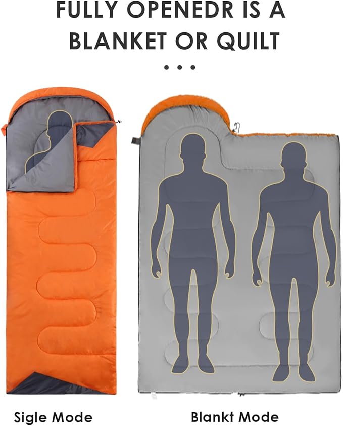 Sleeping Bags for Adults Cold Weather - 20 Degree Big&Tall Size Backpacking Lightweight Waterproof for Girls Boys Mens Teen Women for Camping Hiking Outdoor Travel Hunting with Compression Bags