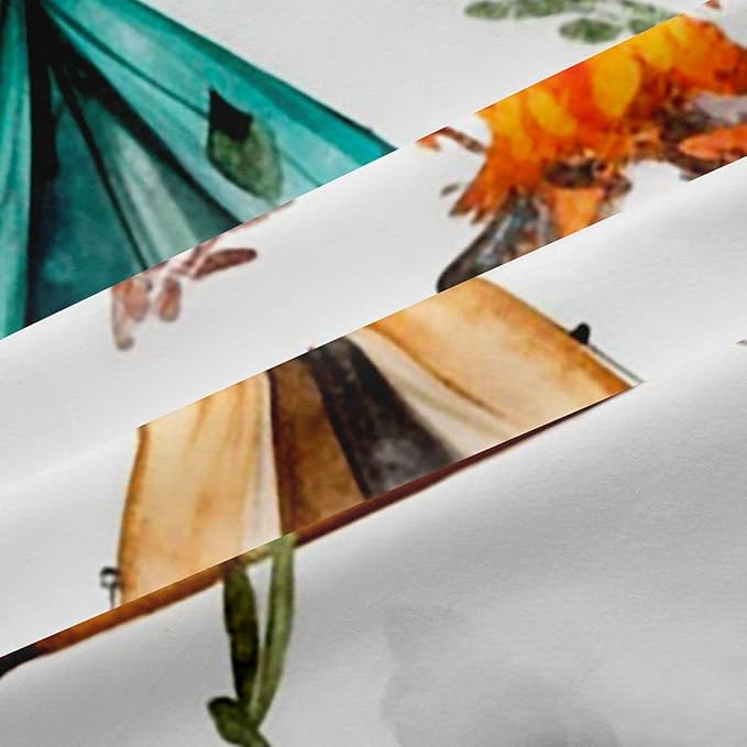 Feelyou Camper Theme Curtains for Bedroom Living Room Happy Camping Blackout Darkening Drapes Travel Car Rv Window Treatments, 2 Panels 42 x 84 Inch Cute Camper Room Decor