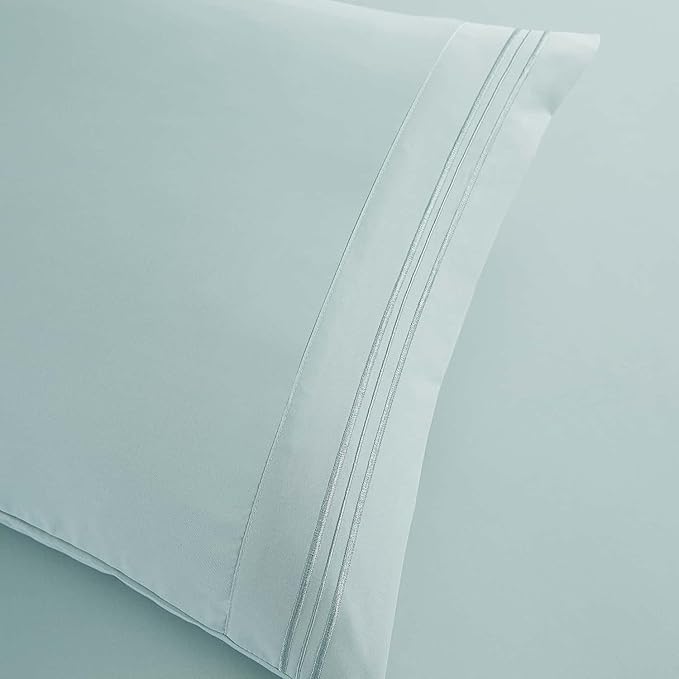 Clara Clark Queen Sheets, 6 Piece Set - Hotel Luxury Sheets for Queen Size Bed, Super Soft Bedding Set, Aqua Light Blue