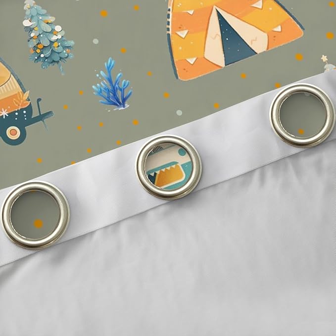 Feelyou Camping Camper Curtains for Bedroom Living Room Adventure Camper Blackout Shades Happy Camping Room Darkening Curtain Window Treatments, 2 Panels 42 x 90 Inch Decor