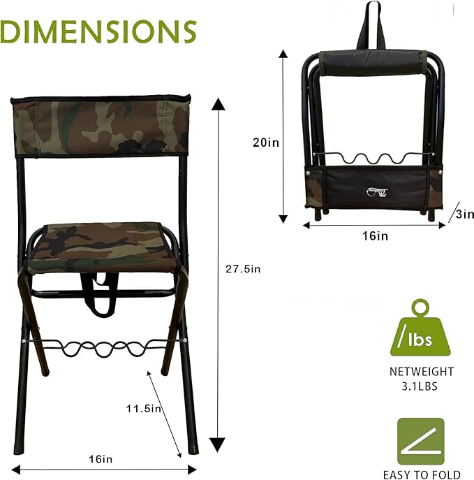 LEADALLWAY Folding Fishing Chair with Rod Holder,Camouflage