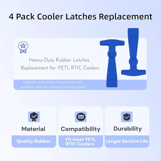 4 Pack Cooler Latches Replacement for YETI, RTIC Coolers, Heavy-Duty Rubber Latches, Universal Fit, Easy to Install, Perfect for YETI Cooler Accessories & Replacement Parts