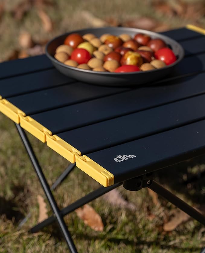 iClimb Ultralight Compact Camping Folding Table with Carry Bag (Black - L)