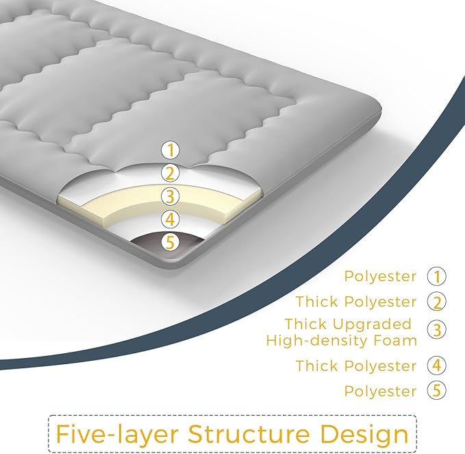 MAXYOYO 6" Extra Thick Japanese Floor Mattress Futon Mattress, Foldable Mattress Tatami Pad Floor Mattress for Adults Floor Bed Roll Up Mattress Guest Mattress, Grey, Queen