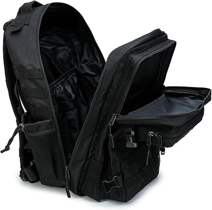 Military Tactical Backpack 45L Bug Out Bag Assault Pack Molle Daypack Hiking Gym Rucksack with Bottle Holder(Black)