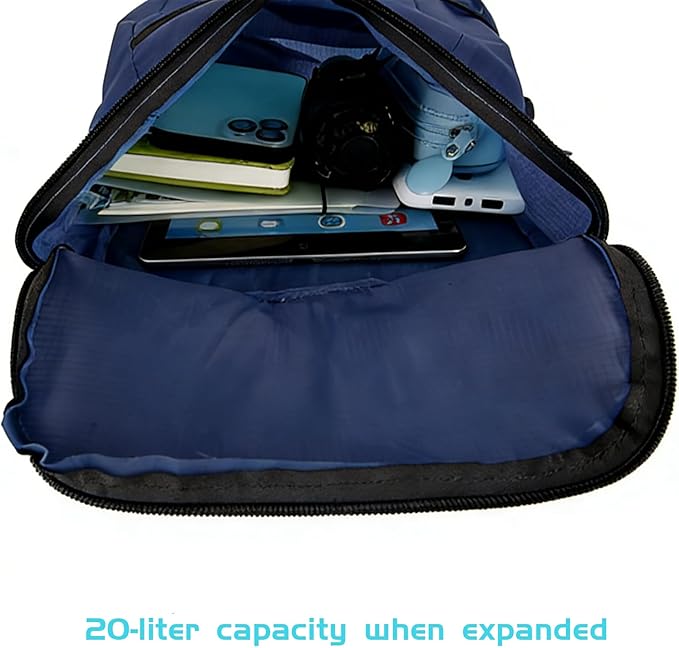 Portable Folding Backpack, Travel Hiking Backpack, Light and Compact, Waterproof and Durable, Super Large Capacity, Outdoor Camping, Travel Storage, Daily Use (Dark Blue)