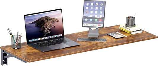 Need Fold Wall Mounted Table Folding Workbench Length 47.2" Width 20" Perfect Addition to Garage & Shed/Home Office/Laundry Room/Home Bar/Kitchen & Dining Room Rustic Brown AC15-12050FG-ND