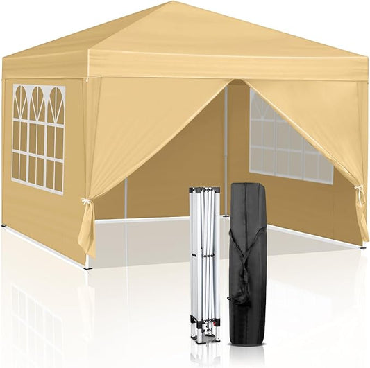 Outvita 10x10ft Ez Pop Up Canopy, Portable Instant Canopy Tent with 4 SideWalls for Outdoor Events, Party, Wedding, Birthday,Graduation