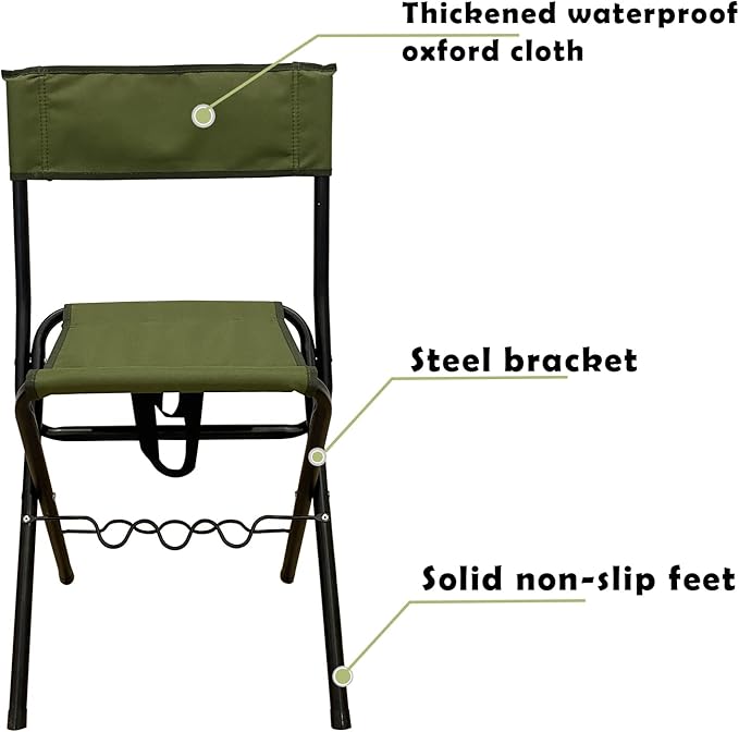 LEADALLWAY Folding Fishing Chair with Rod Holder,Green