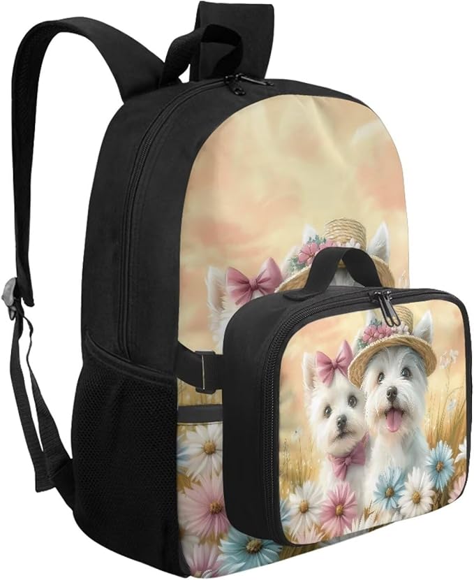 HUGS IDEA Floral Backpack for Girls with Lunch Bag Bookbag for Girls 6-8 Elementary School Backpacks 17 Inch School Bag for Teen Kids Rucksack for Hiking