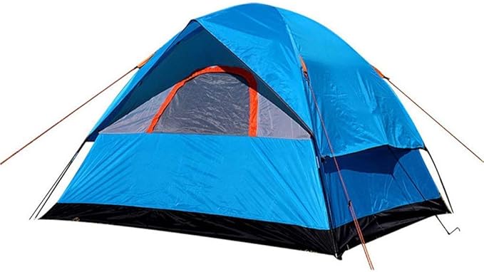 GeRRiT Camping Tent with Snow Skirt Large 3-4 Person Waterproof Family Tent 4-Season Double Layer Dome Tent,Blue