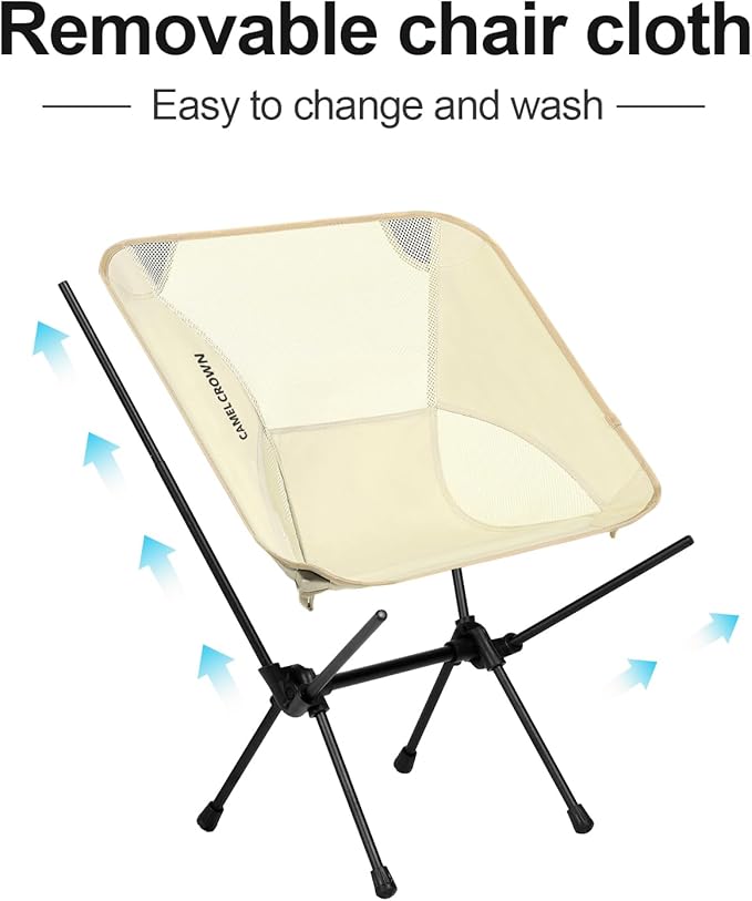 CAMEL CROWN Portable Camping Chair Lightweight Compact Folding Chair Mesh for Outdoor Camp Travel Beach Picnic Festival Hiking Backpacking White