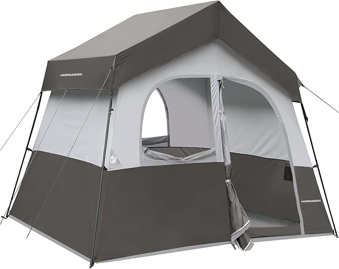 HIKERGARDEN 6-8 Person Camping Tent - Portable Family Cabin Tent for Camp, Windproof Fabric Camp Tent Outdoor for Hiking, Backpacking, Traveling