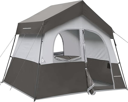 HIKERGARDEN 6-8 Person Camping Tent - Portable Family Cabin Tent for Camp, Windproof Fabric Camp Tent Outdoor for Hiking, Backpacking, Traveling