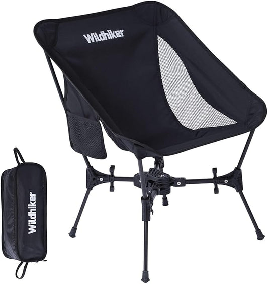 Wildhiker Portable Compact Folding Camping Chairs – Lightweight, Easy to Pack, Wider Seat Surface with Side Pocket – for Lawn, Backpacking, Motorycling, Hiking,Travel, Outdoor Festivals