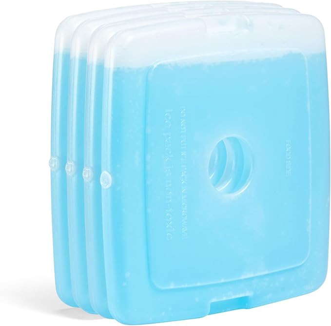 Cool Coolers by Fit & Fresh Slim Ice Packs, Quick Freeze, Space-Saving, Reusable Ice Packs for Lunch Boxes & Coolers