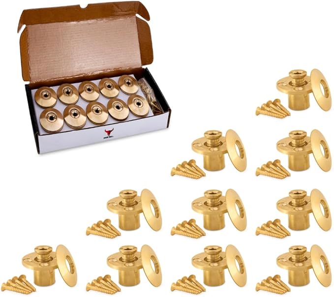 Wood Deck Brass Anchor with Collar for Pool Safety Cover. Universal Replacement for All Major Brand In-ground Swimming Pool Safety Covers (10 Pack)