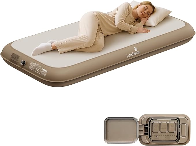 Camping Air Mattress Sleep Cloud Twin with Built in Pump No Air Leak 2 Mins Upgraded Inflatable Mattress Adjustable Firmness 8'' Blow up Mattress Support 1100LBS Portable Home Guests Camping Travel