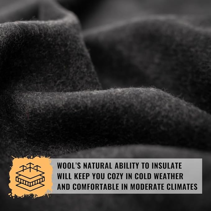 Arcturus Standard Blanket Co Wool Blanket - Soft, Durable, Warm, and Lightweight – No Frills - Perfect for Camping, Home, or Emergency Use - 64in x 88in (Charcoal)