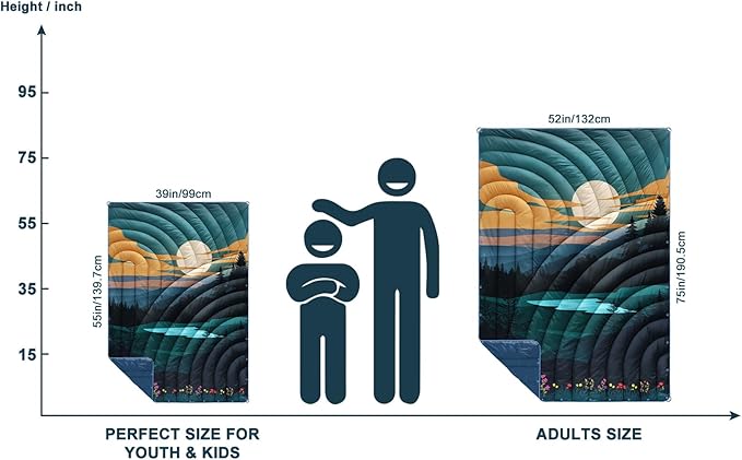 Camping Blanket,Lightweight Puffy Printed Camping Blanket Packable Outdoor Blanket for Camping,Traveling, Stadium, Hiking, Picnics