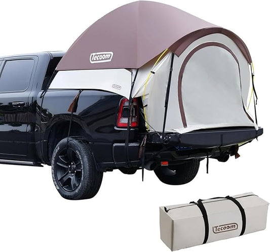 Tecoom Truck Bed Tent, Double Layer Waterproof PU3000mm for 5.5-6.7ft, Portable 2/3 Person Compact Full Size Pickup with Rain Fly for Back of Camping Beach
