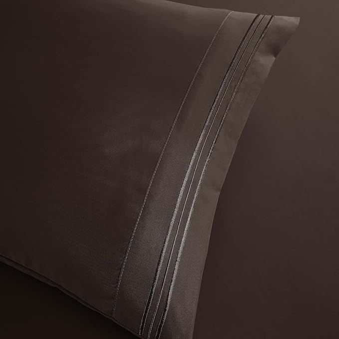 Clara Clark Full Sheets, 6 Piece Set - Hotel Luxury Bed Sheets, Super Soft Bedding Set, Full Size, Chocolate Brown