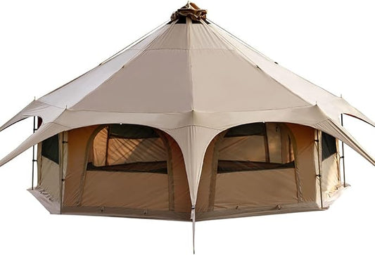 4 Season Canvas Bell Tent, 900D Oxford Yurt House, UPF50+, Family Camping Tent, 8 Person, Glamping, Festivals, Park Activities