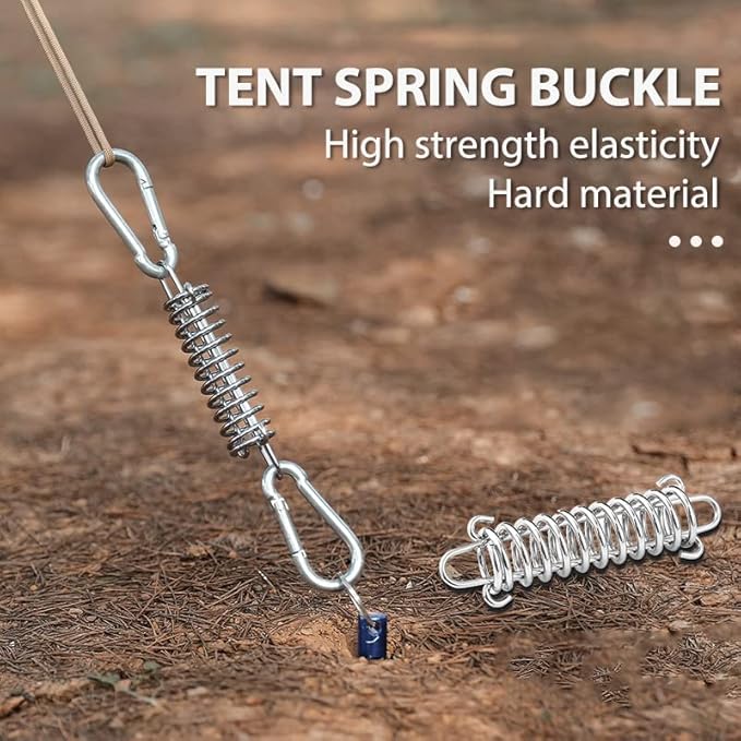 2Pcs Dog Leash Shock Absorbing Buffer Tension Spring Training Sun Shade, Heavy Duty Stainless Steel 304 Tent Rope Fixed Buckle Drawbar Spring (M)