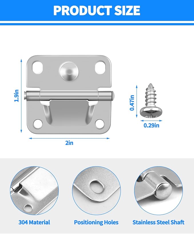 Cooler Stainless Steel Hinge Replacement for Coleman, Camping Coolers Accessories with Screws, Compatible with Ice Chest Stainless Steel Hinges Replacement 5235 5250 5286b 6262 6270 (2 PCS)