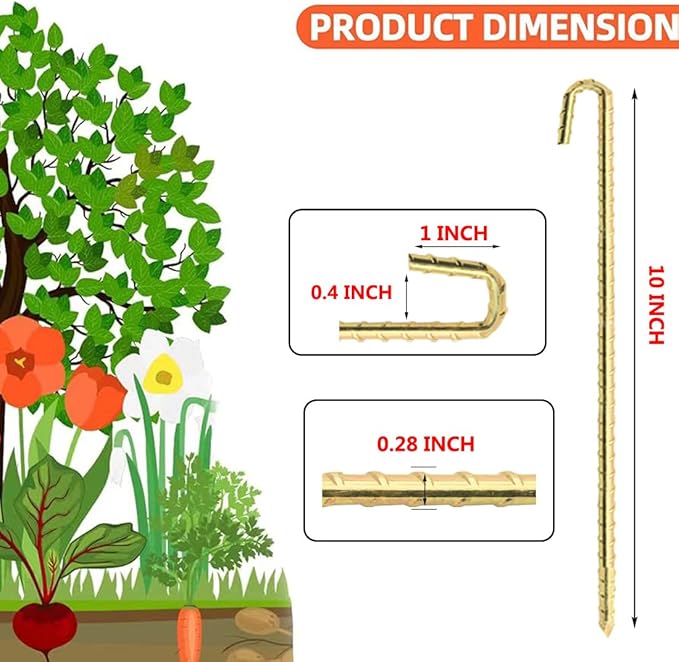 Landscape Stakes 20 Pack, 10 Inch Garden Landscape Anchoring Stakes for Terrace Board, Landscape Edging Coil, Grass Barrier, Bender Board, Weed Barrier Landscape， Garden Inflatable Decor Fixing