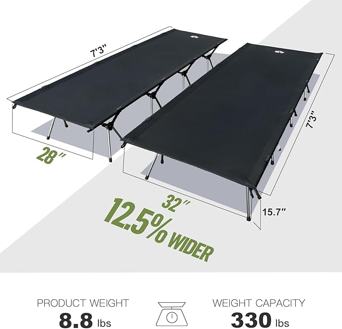 Night Cat Camping Cot Bed - Portable Folding Sleeping Cots for Adults 1-Person Outdoor Elevated Off-Ground Beds Easy Set-up Army Sleeping Bed 87"x32"
