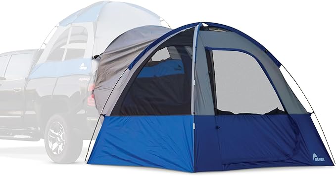 Napier Sportz Link | Truck Bed Tent Camping Accessory | 8' x 8' Ground Tent Attachment | 4-Person Tent | Attaches to Napier Pickup Truck Tents - Truck Tent Not Included | Blue/Gray | Model 51000
