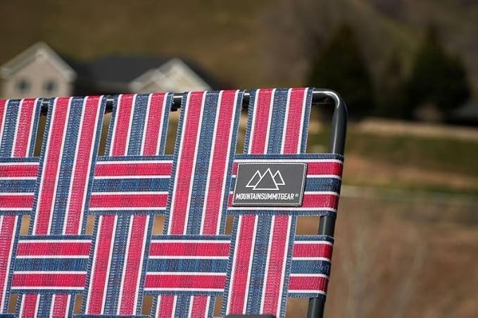 MOUNTAIN SUMMIT GEAR Retro Webbed Camping Chair - Lightweight, Foldable, Durable Steel Frame, 300lb Capacity, Vintage Red/Blue Stripes by Caddis Sports (4)