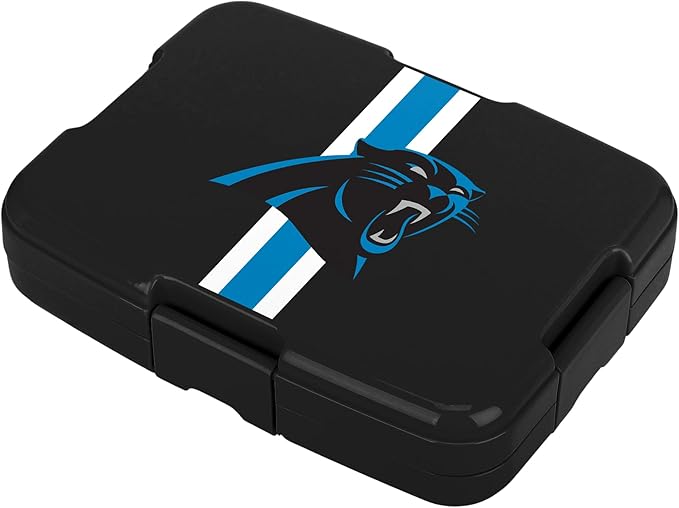 FOCO NFL Unisex-Adult Officially Licensed Team Color Stripe Primary Logo Football Leak Proof 5 Compartment Bento Lunch Box - Carolina Panthers