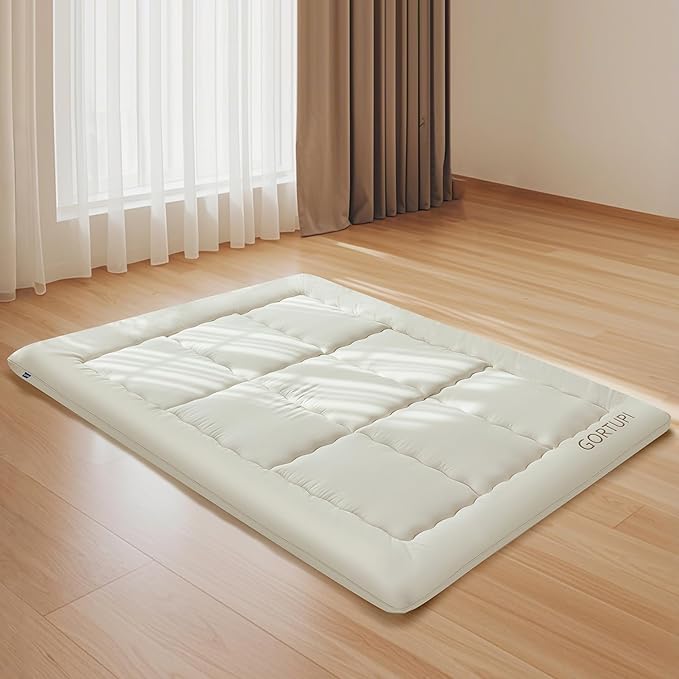Full Japanese Floor Futon Foldable Futon Mattress for Floor Tatami Mattress Portable Rollaway Bed for Guest Playmat for Kids Tatami Sleeping Pad Japanese Mattress for Adults Beige A