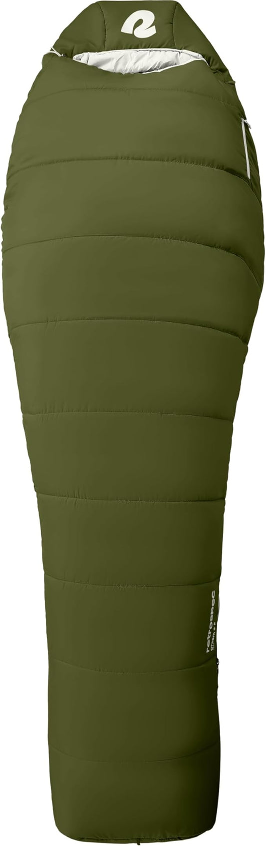 Retrospec Dream Mummy Sleeping Bag - 30°F Camping & Travel Essential Gear with Water - Resistant Shell & Synthetic Fill - Zippered Pocket & Stuff Sack