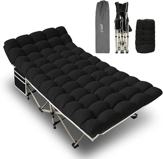 YELLOW JACKET Camping Cot with Mattress for Adults, Upgraded 32" Wide Folding Sleeping Cot, Portable Camping Cot with Carry Bag, Cot for Camping 600lbs Max Load, Home,Office,Travel