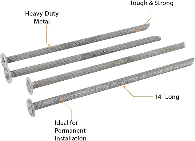 SmartSign Rebar Spikes - Pack of 40, Length 14", Diameter 1/2", Heavy Duty Metal Rebar Stakes for 6ft Parking Curbs/Wheel Stop/Speed Bump, Silver