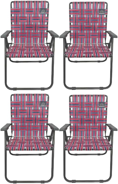 MOUNTAIN SUMMIT GEAR Retro Webbed Camping Chair - Lightweight, Foldable, Durable Steel Frame, 300lb Capacity, Vintage Red/Blue Stripes by Caddis Sports (4)