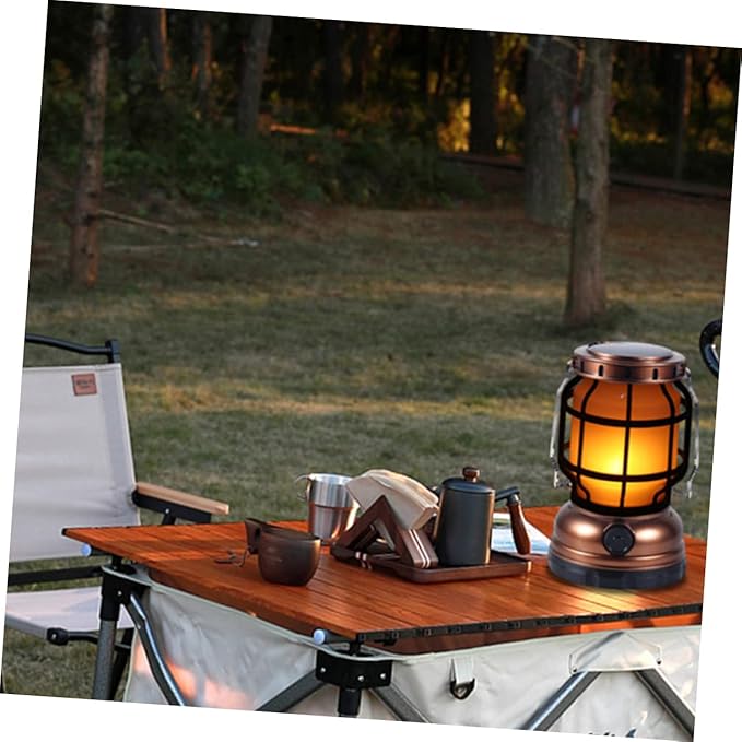 UPKOCH Solar-Powered Camping Lanterns USB Rechargeable Led Tent Lamp Multi-Function Retro Style Camping Lamp for Outdoor Hiking Emergency