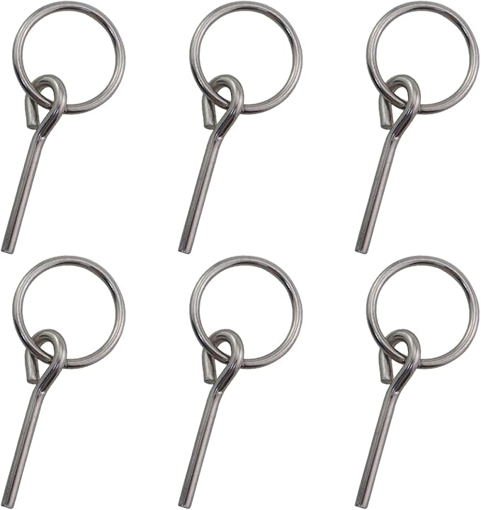 6PCS Stainless Steel Tent Pole Pin Rings Silver Metal Single Pin Ring Plug Accessories for Outdoor Camping Hiking Fishing Picnics Hiking