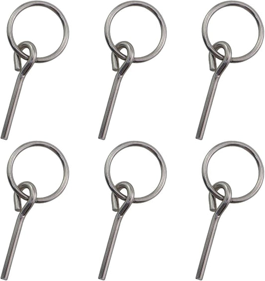 6PCS Stainless Steel Tent Pole Pin Rings Silver Metal Single Pin Ring Plug Accessories for Outdoor Camping Hiking Fishing Picnics Hiking