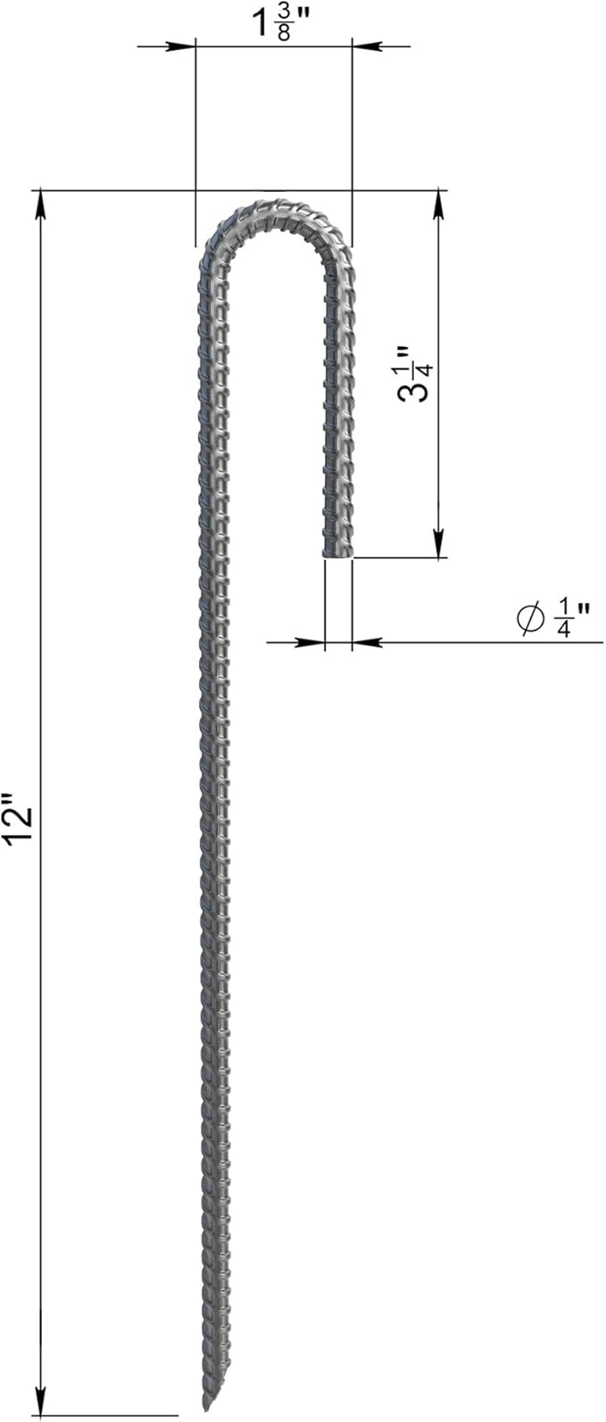 Vodaland Rebar Stakes J Hook Extra Heavy Duty 1/4 inch Coated Steel Ground Anchors with Chisel Point End (50)